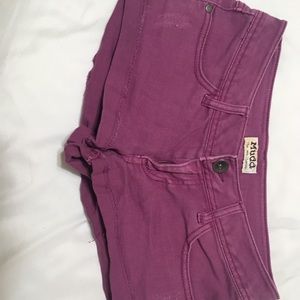Purple jean shorts